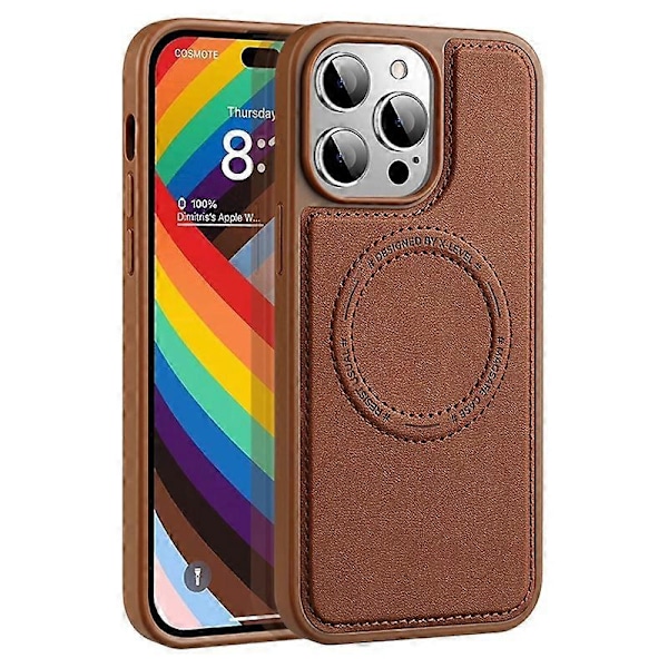 X-LEVEL För iPhone 15 Pro PU Läderbelagt TPU+PC Mobilskal Anti-Rep Magnetiskt Skydd Multicolor Style A