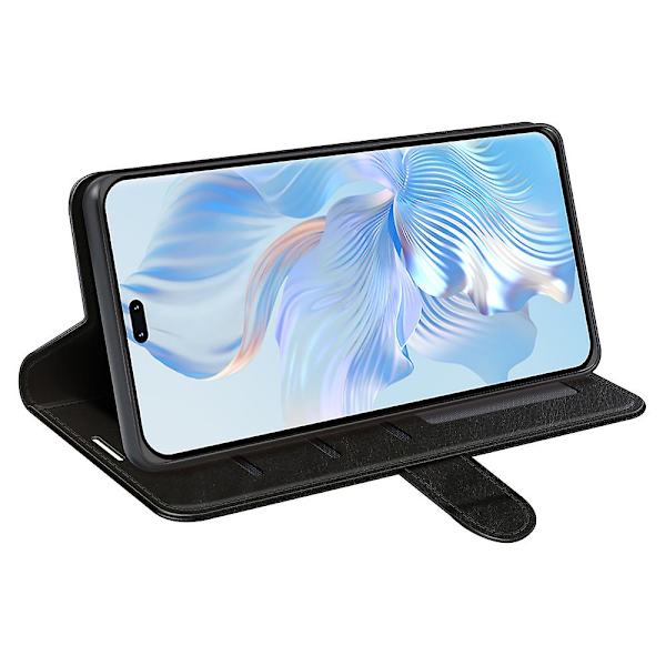 For Honor 80 Pro 5g Crazy Horse Texture Pu Case Stativ Plånbok Flip Cover Black