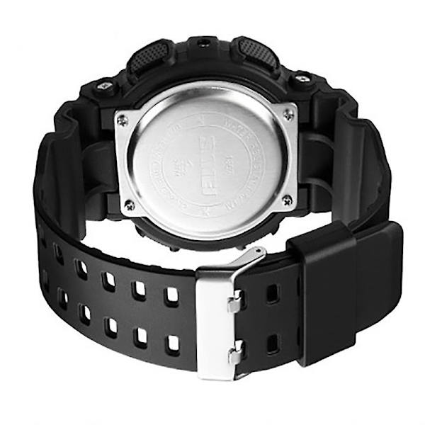 Skmei Spänne i rostfritt stål Pu-rem Vattentät elektronisk watch Black