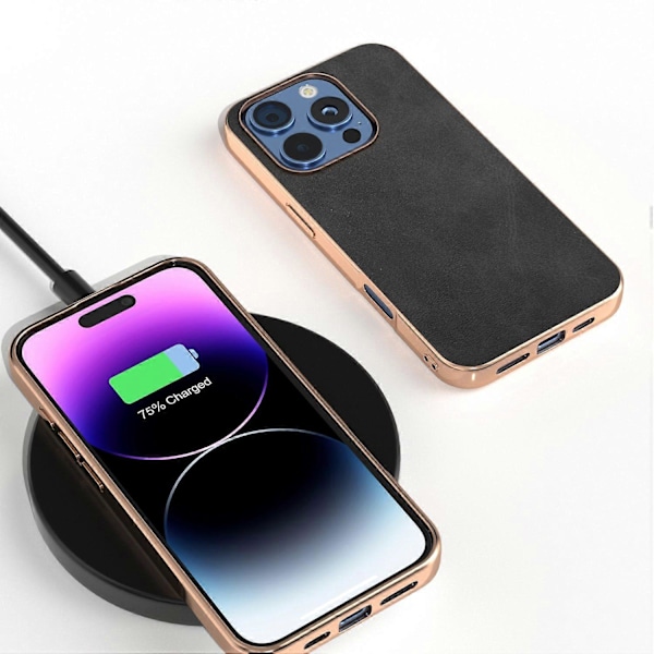 iPhone 16 Pro -kotelo, galvanointi, puhelinkuori, lehmännahkakuvio, PU+TPU-suojakotelo Multicolor Style A