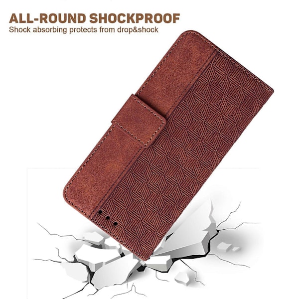 Til iPhone 15 Pro Max Geometri Præget PU Læder Telefon Cover Foldbart Stativ Wallet Cover Multicolor Style E