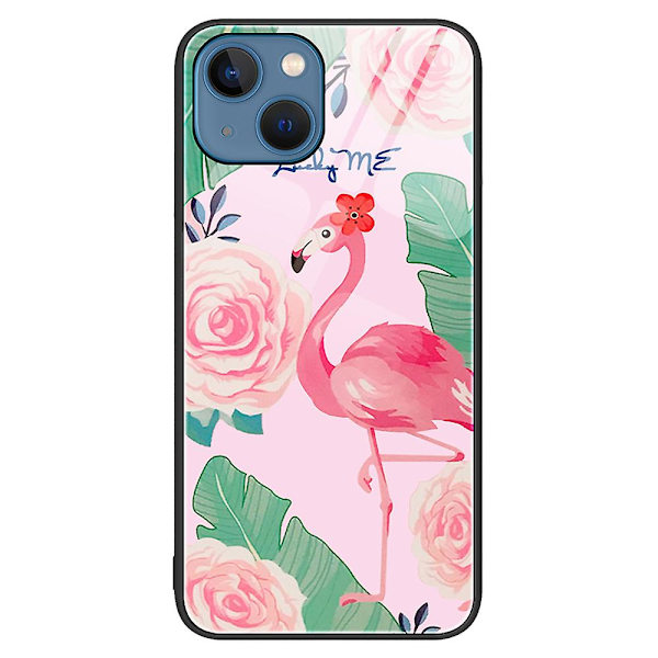 För Iphone 15 Plus Printed case härdat glas+pc+tpu Hybrid cover Bird