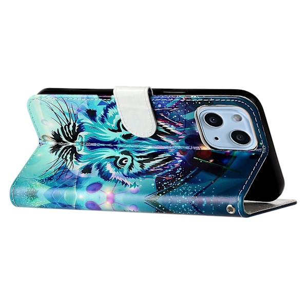 Stativ Telefonplånbok Case För Iphone 15 Plus, Pu Lädermönster Utskrift Cover Wolf