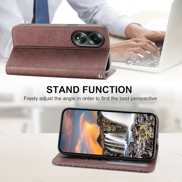 Til Oppo A58 4G Etui Præget PU Læder Telefon Cover med Wallet Stand Multicolor Style F