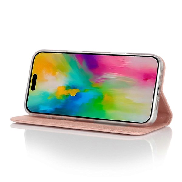 Til iPhone 16 Pro Cover PU Læder Silke Tekstur Magnetisk Flip Telefon Cover Multicolor Style D