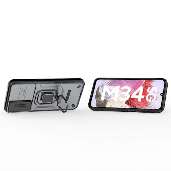 Skal för Samsung Galaxy M34 5G/F34 5G med Skjutbart Linsskydd PC+TPU Telefon Skyddande Fodral Multicolor Style A