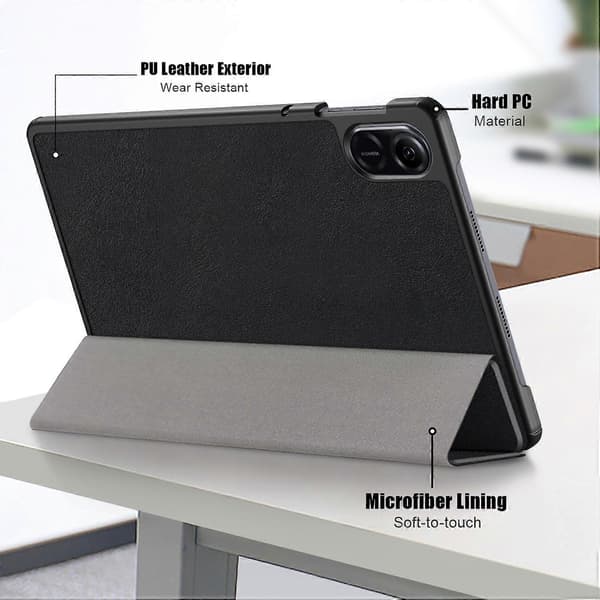 Trifold Stativdeksel for Honor Pad X9/Pad X8 Pro, Solid Farge PU Lær Tablet Case