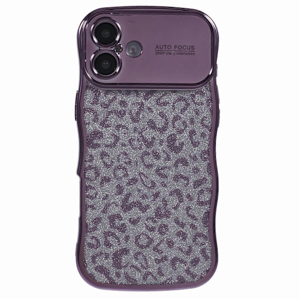 Skal för iPhone 16 Plus, lockigt ram, TPU-telefonskal, leopardtryck, glitter Multicolor Style F