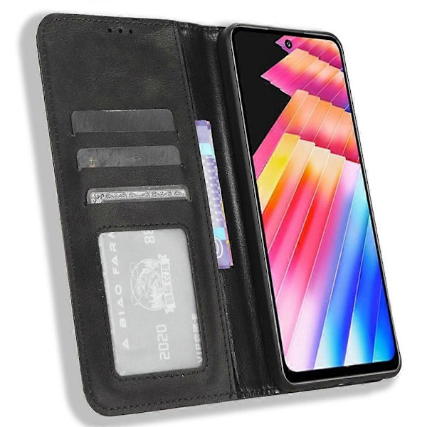 Infinix Hot 30 Play Retro PU-nahkakotelo Folio-jalustalla ja lompakolla, suojakuori Multicolor Style A