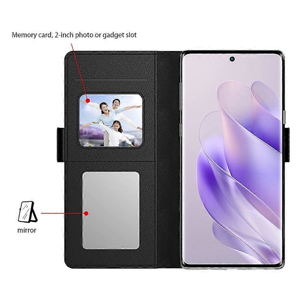 Infinix Note 40 -kotelo korttipaikalla, PU-nahkainen jalustakansi meikkipeilillä Multicolor Style B