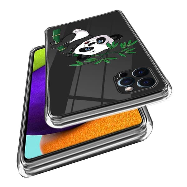Deksel til iPhone 16 Pro, mønstret, støtsikker TPU-telefonbeskyttelse- Multicolor Panda and Bamboo