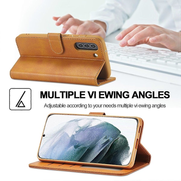 LC.IMEEKE Wallet Design Læder Shell Telefon Stand Cover Case til Samsung Galaxy S21 FE Multicolor Style D