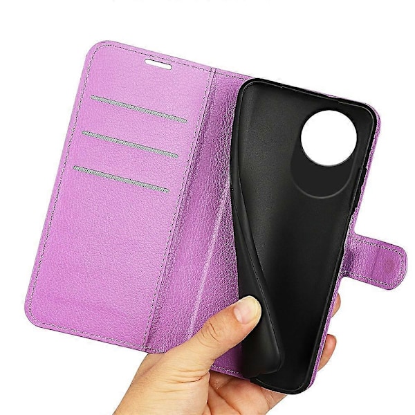 Til ZTE Blade A35 Lite Etui Litchi Tekstur Stødsikkert Læder Wallet Telefon Cover - Grøn Multicolor Purple