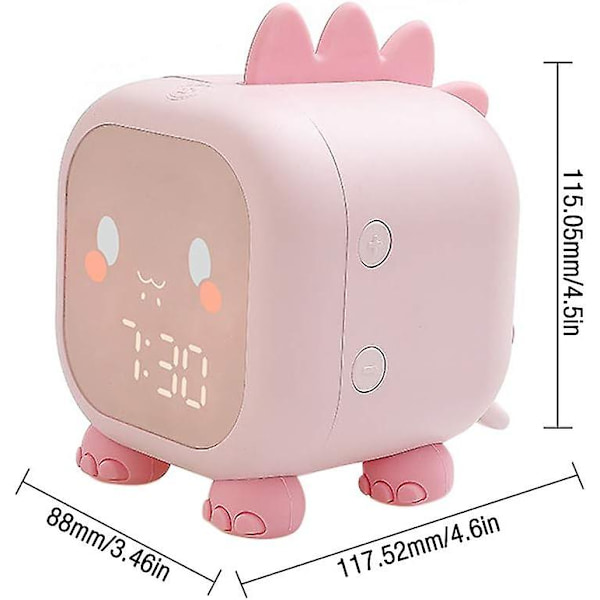 Barnväckarklocka Flickor Snooze Funktion Välbefinnande och Ljusterapi För Barn Flickor Pojkar (rosa) Macaron