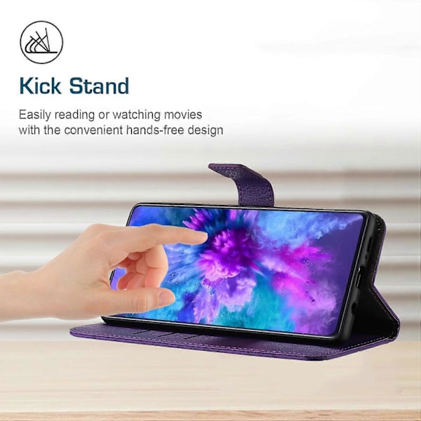 HT06 Skal för Xiaomi 14 Anti-repa Präglat PU Läder Litchi Textur Smartphone Skydd Multicolor Style B