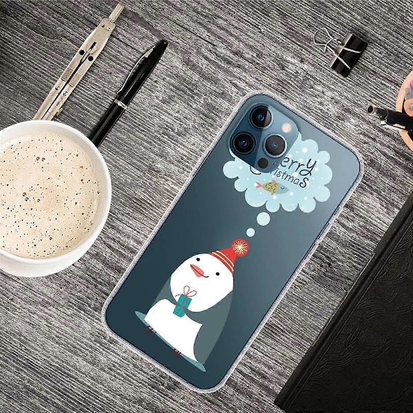 Til iPhone 16 Pro Max Cover Julemønster Print Blød TPU Telefon Cover - Sokker og Gaver Multicolor Thinking Snowman