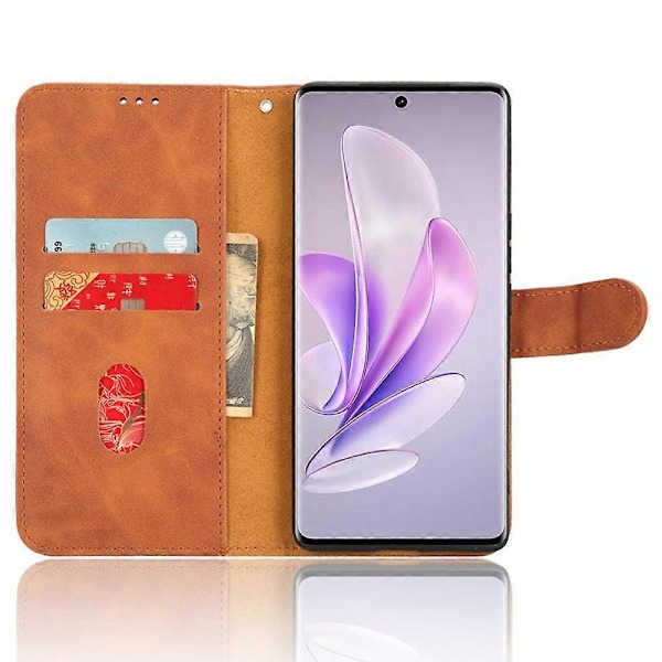 Hud-venligt PU læder telefoncover til vivo S17 5G, understøttende stativ Slim-Fit Wallet Flip telefonetui Multicolor Style D