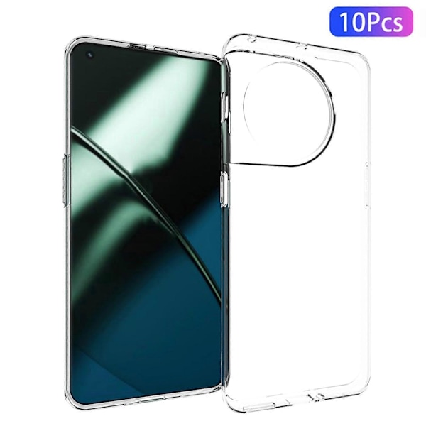 10 st/förpackning TPU-skal för OnePlus 11 5G, inre vattenmärkesfri, reptålig, kristallklart skydd
