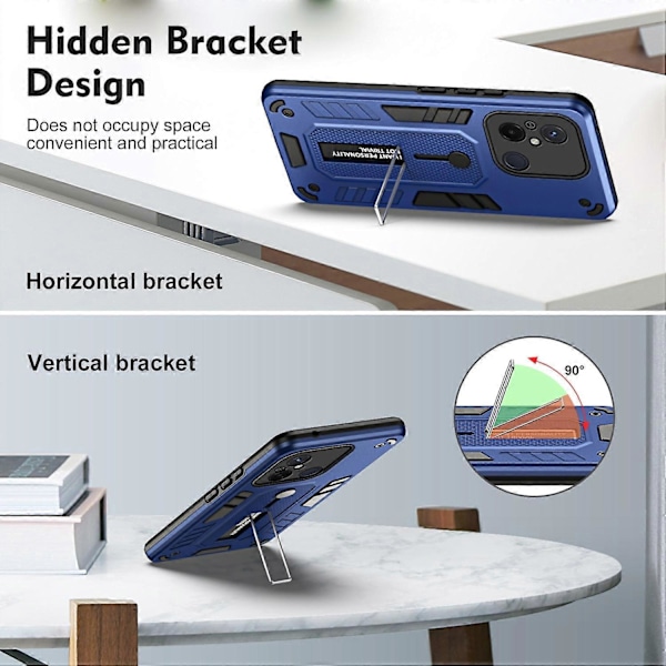 For Xiaomi Redmi 12C 4G/Poco C55 4G Fleksibel Ring Stropp TPU+PC Telefon Deksel Stativ Etui Multicolor Style C