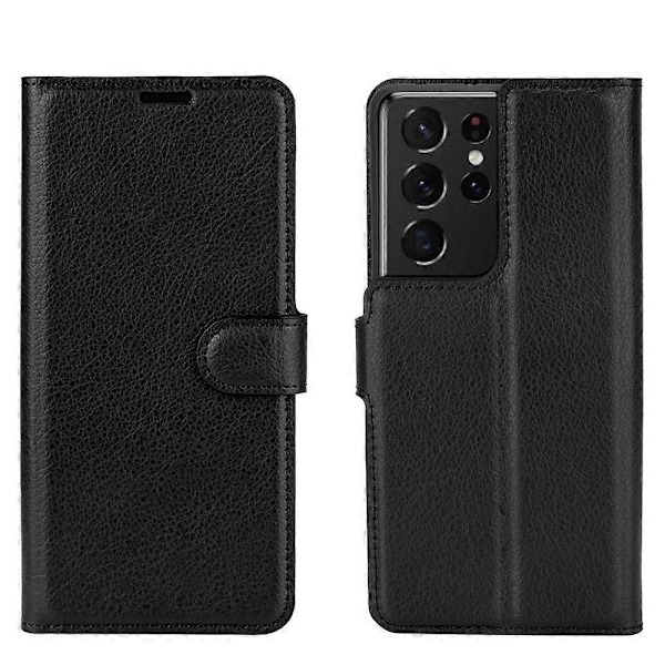 Skyddande telefonfodral i läder med plånboksstativdesign för Samsung Galaxy S21 Ultra 5G Multicolor Style A