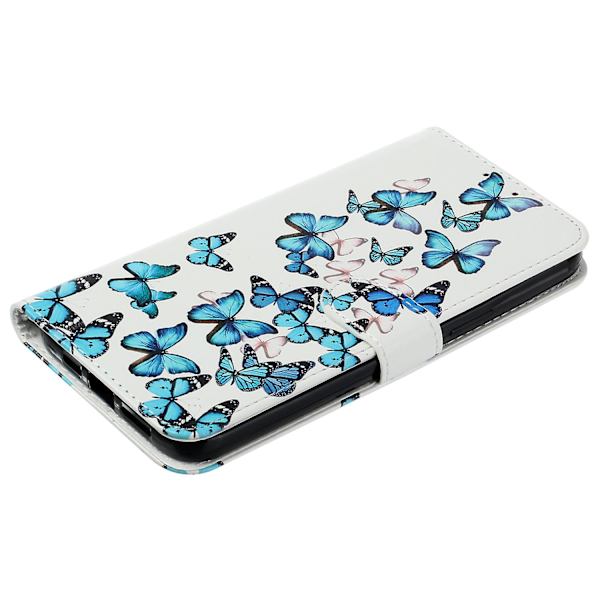 För Iphone 15 Pro Plånboksställ Pu Läder Phone case Mönster Utskrift Anti-dropp cover Blue Butterflies