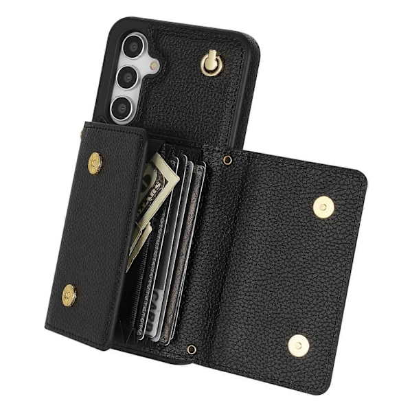 Til Samsung Galaxy A54 5G Etui Kortholder Mobiltelefon PU Læder+TPU Cover med Skulderrem Multicolor Style A