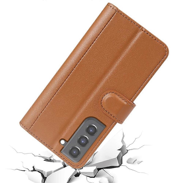 Samsung Galaxy S21 4G/5G -puhelimelle Split Leather -lompakkokotelo jalustalla Multicolor Light Brown