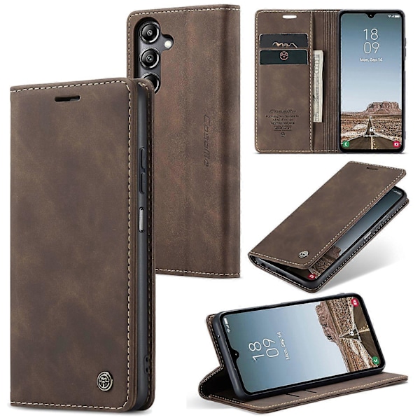 CASEME 013-serien för Samsung Galaxy A05s 4G Fodral Affärsstil View Flip Läder Telefonskal Multicolor Coffee