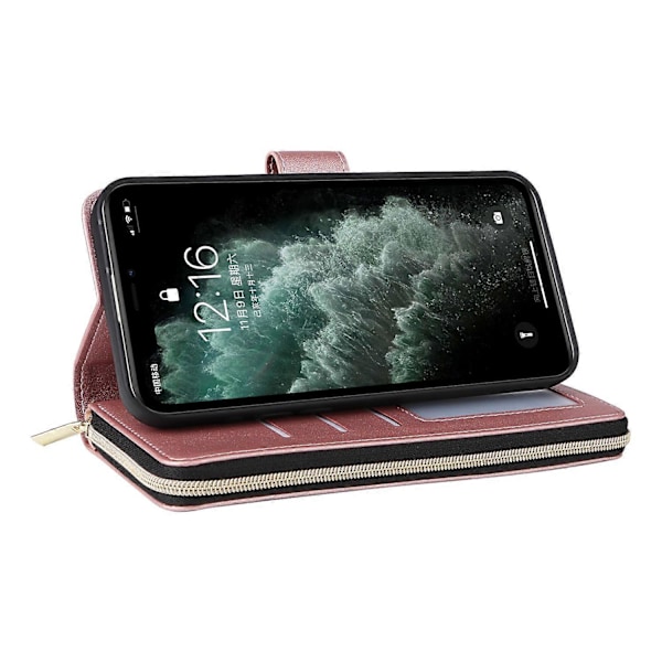Til iPhone 11 Pro Max Etui Lynlås Pung Rhombus Telefon Læder Cover med Skulderrem Multicolor Style C