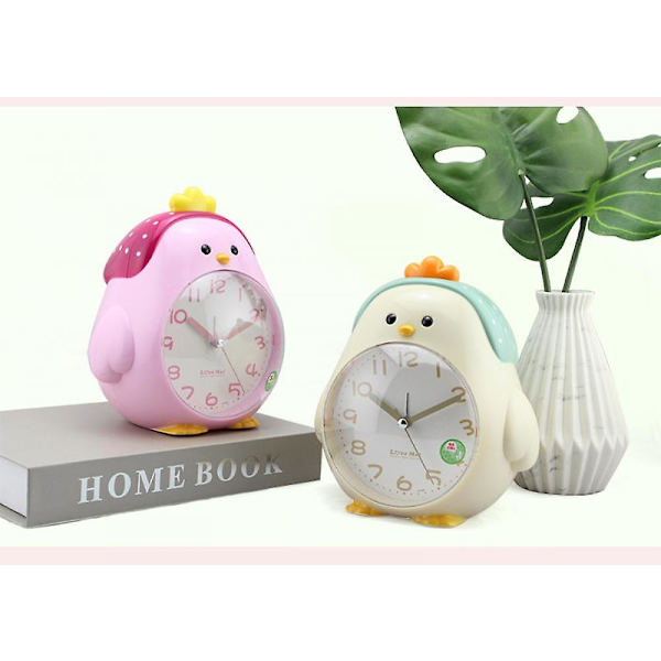Saytay väckarklockor för sovrum, tecknad väckarklocka Turban Chicken Clock Nattljus, studenthemdekoration skrivbordsklocka (beige)