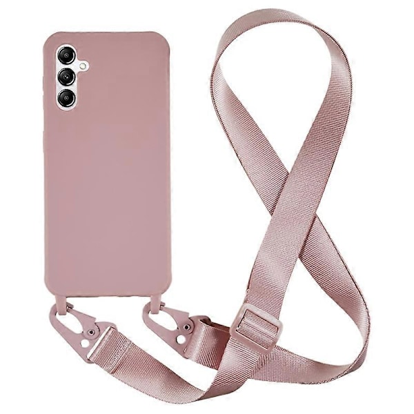 Til Samsung Galaxy A05s 4G Bagcover Mat TPU Etui med Lang Snøre - Sort Multicolor Deep Pink