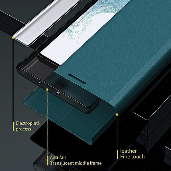 Til Samsung Galaxy A25 5G Etui Stødsikkert PC-skal + Læder Stand Telefoncover Multicolor Sapphire