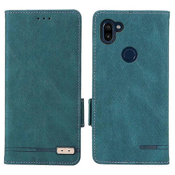 För Orbic Fun+ 4G Fodral Mobiltelefon Skydd Stötsäkert PU Läder Plånbok Ställ Skal- Multicolor Blue