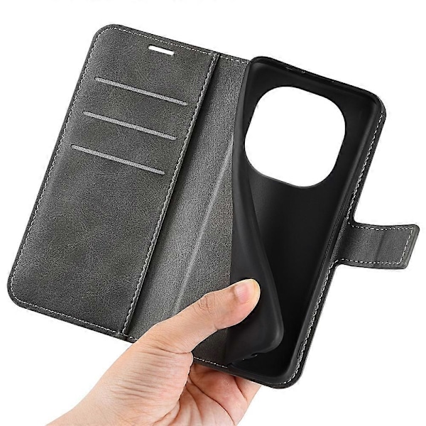 Til Xiaomi Redmi Note 14 Pro 5G Stand Case Anti-Scratch Kalvetekstur Læder Telefon Cover Multicolor Style D