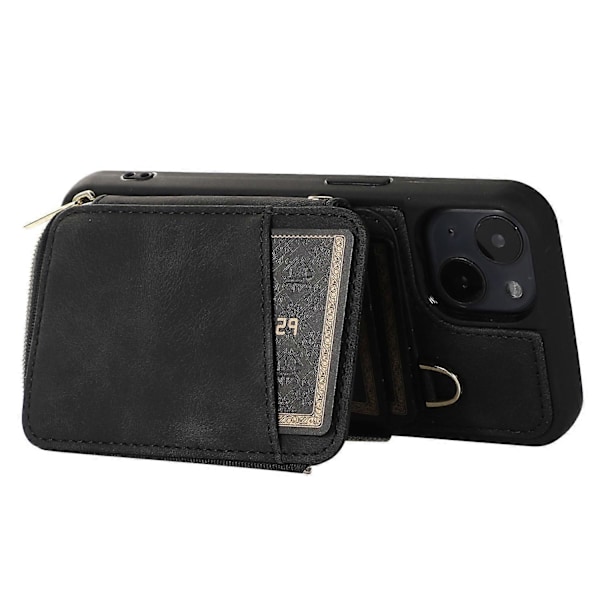 iPhone 13 Vetoketjullinen Lompakkokotelo Jalustalla PU-nahka+TPU Suojakuori Multicolor Style A