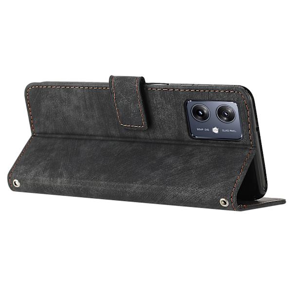 Skin-touch- case för Motorola Moto G54 5g Cover Pu-läderställ Telefonskal Black