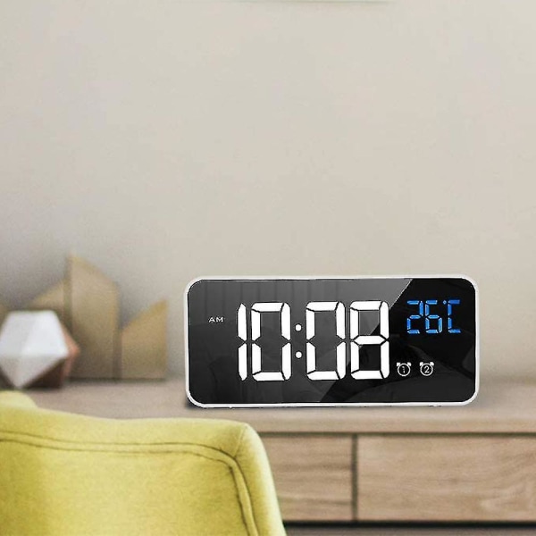 Led-skärm digital väckarklocka, digital klocka stor skärm, USB laddningsport, volym och ljusstyrka justerbar