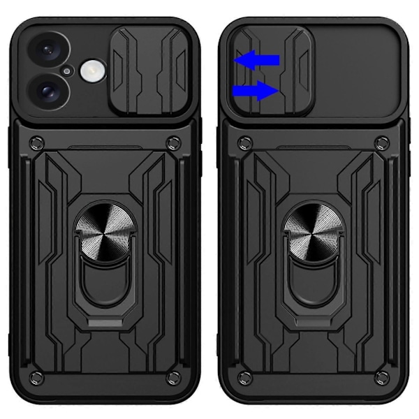 iPhone 16 Plus -kotelo PC+TPU-jalustalla ja kameran liukusuojalla Multicolor Style C