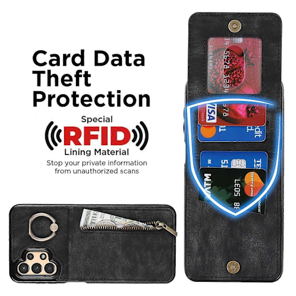 Til Samsung Galaxy A13 5G/A13 4G RFID Blokerende Støtteben Etui Retro PU+TPU Wallet Telefon Cover Multicolor Style A