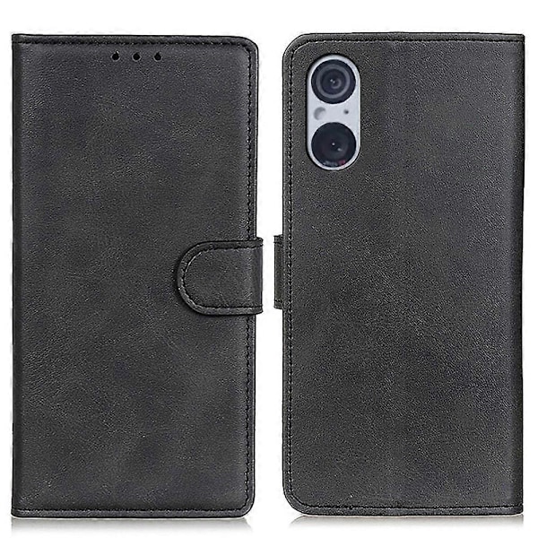 Læder telefoncover til Sony Xperia 5 V, ridsefast, tekstur af okselæder, pung med stativ Multicolor Style A