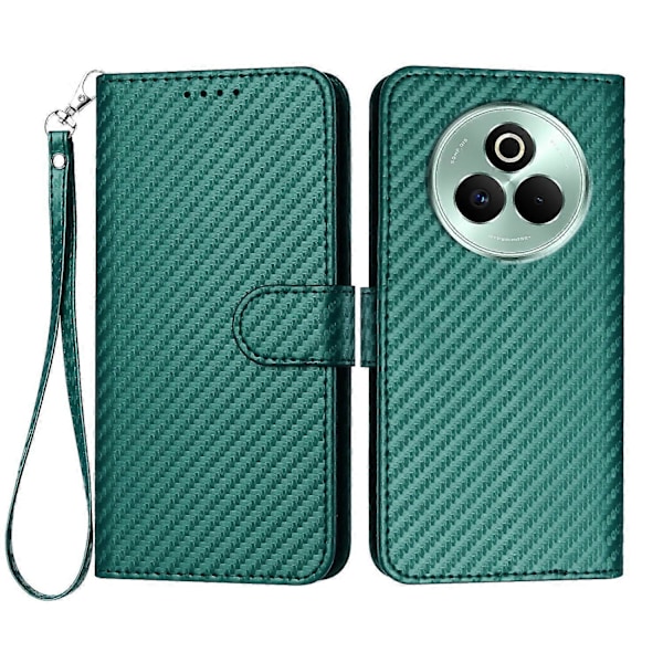 Plånboksfodral med rem i kolfibertextur läder för Realme P3 Pro 5G Multicolor Blackish Green
