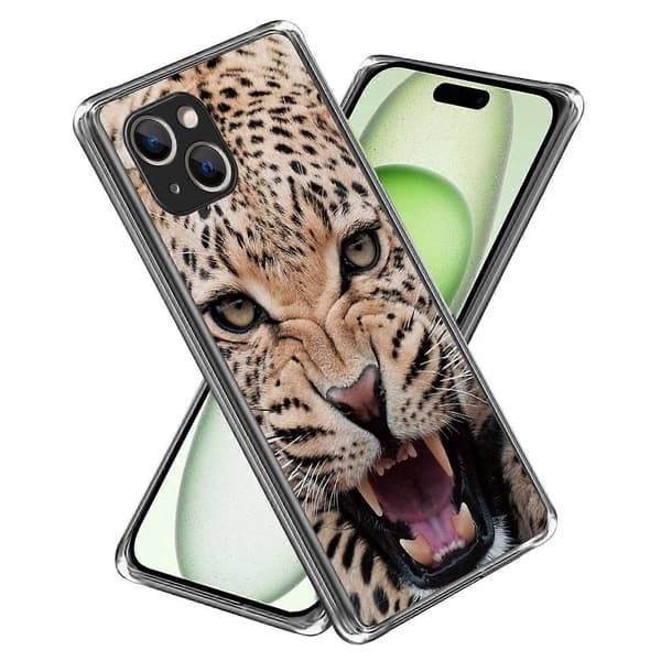 Mobilskal för iPhone 15 TPU Mönstertryck Design Skyddsskal Multicolor Leopard