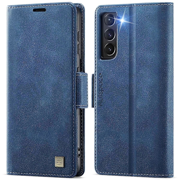 För Samsung Galaxy S21 5G Fodral AUTSPACE A11 RFID-blockerande Retro Läder Mobiltelefon Plånboksfodral Multicolor Blue