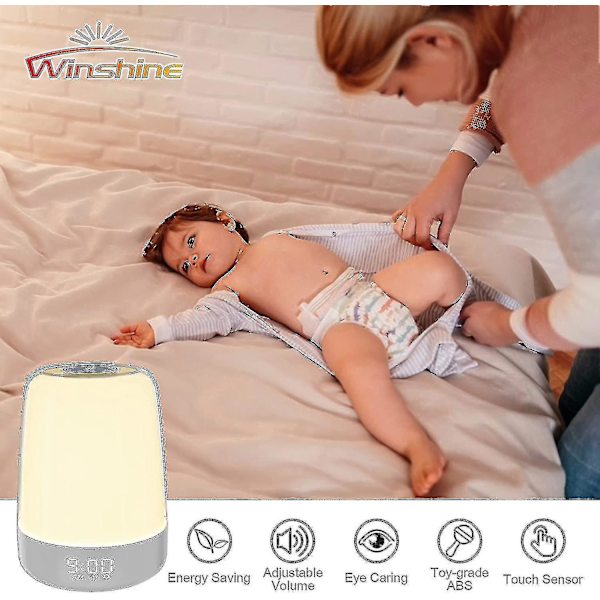 Touch Wake Up Night Light med soluppgångssimuleringsväckarklocka, 3-vägs dimbar varmvit