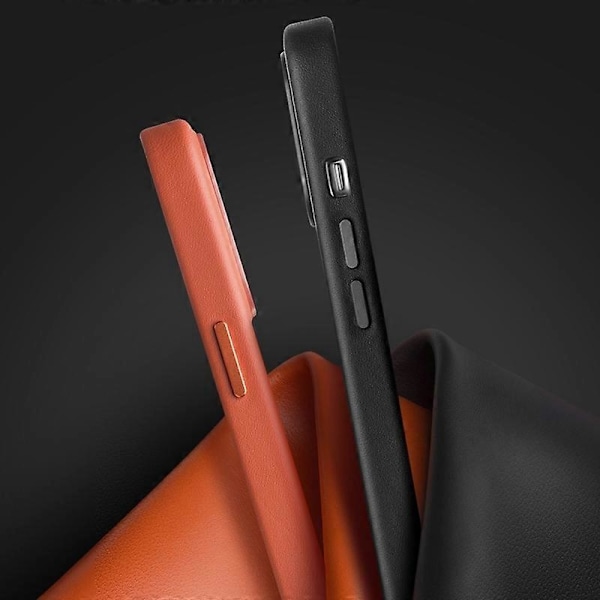 QIALINO Stødsikkert Cover til iPhone 14 Pro Magnetisk Telefoncover Ægte Læder Hård PC Anti-Fald Cover