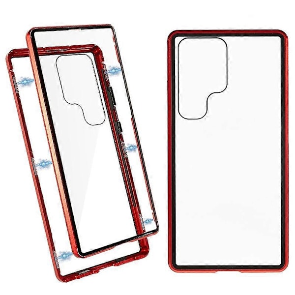 For Samsung Galaxy S23 Ultra Metallramme Dobbeltsidig Herdet Glass Telefondeksel Multicolor Style E