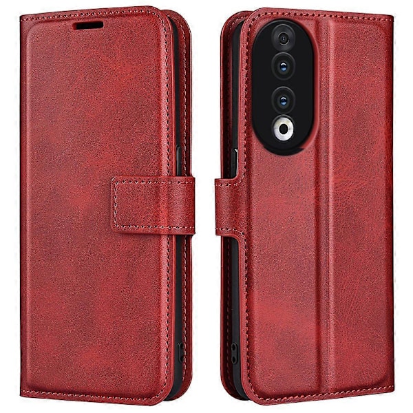 Til Honor 90 Telefon Cover Kalvetekstur Læder Cover Stativ Wallet Firkantet Magnetisk Lukning Etui Multicolor Style E