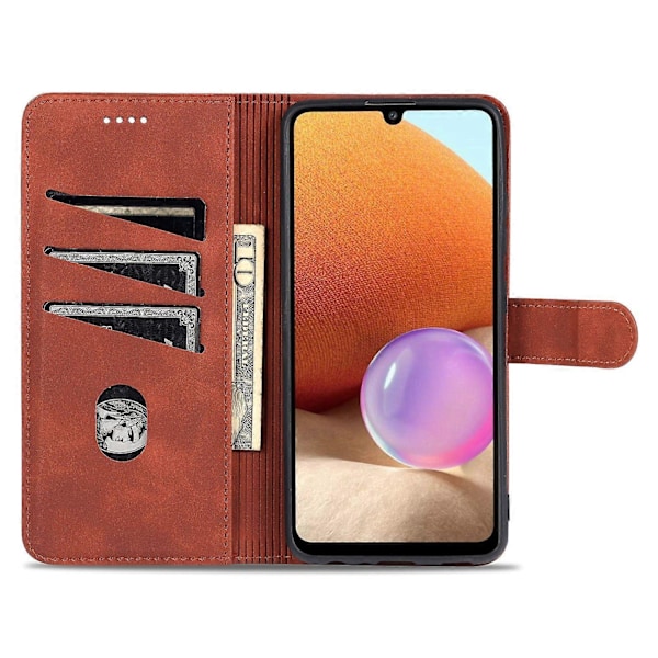 AZNS PU Läder Plånboksfodral Ställ Telefonskal för Samsung Galaxy A32 4G (EU Version) Multicolor Style B