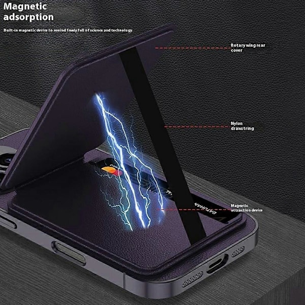 GKK iPhone 16 Pro -kotelo, yhteensopiva MagSafe-latauksen kanssa, PU+PC-puhelinkuori korttipidikkeellä ja jalustalla Multicolor Style A