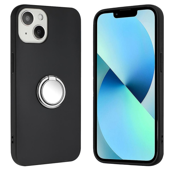Matt Tpu- case för Iphone 15 Plus, spegelliknande ring Kickstand Phone Shell anti-scratch Cover Silver